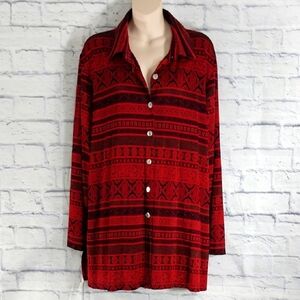 🔵BOGO FREE🔵 Stonebridge Tunic Top Slinky Button Down Long Sleeve Sz 1X